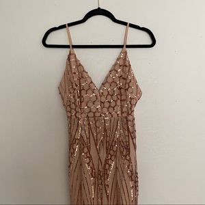 Long Nude/Pink Slit Dress